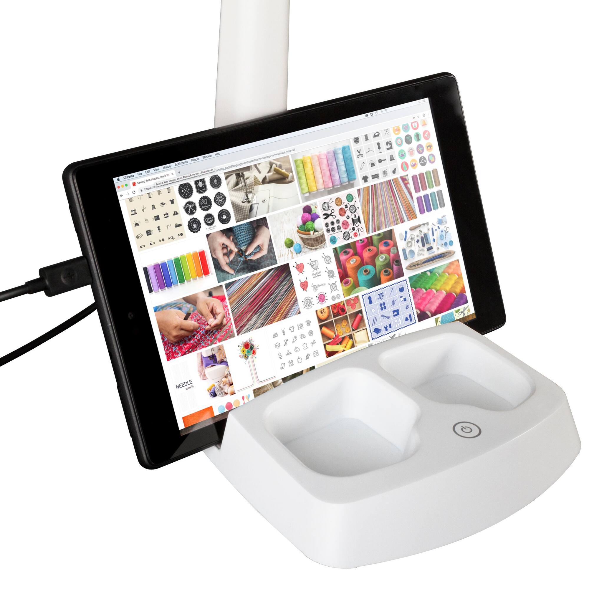 OttLite Wellness Series 26.25" White LED Desk Lamp with Charging Station